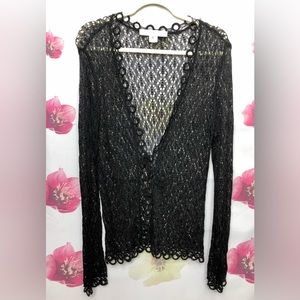 Betty Paige - XL - Black Rayon Lace Top - Cardigan - Long Sleeves
